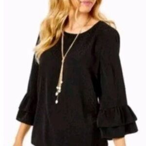 Lilly Pulitzer Christie Top in the Onyx Petite Leopard Jacquard Size Medium